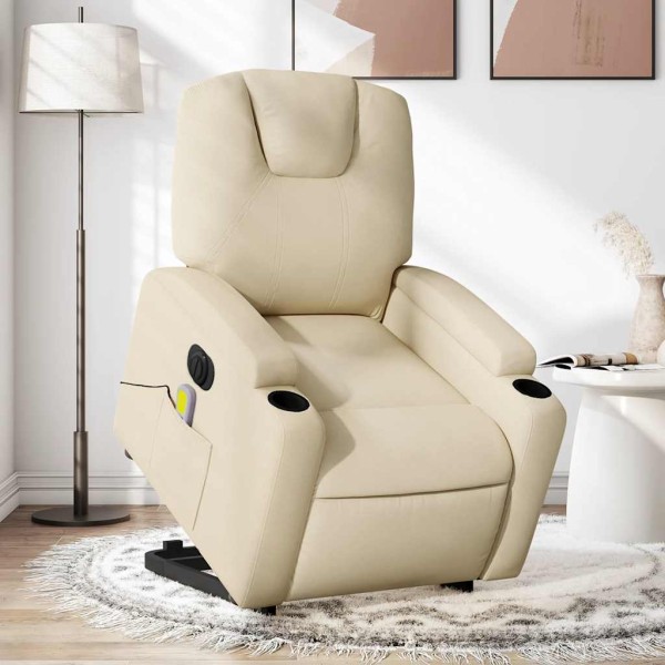 Stand-up electric massage chair, cream, fabric
