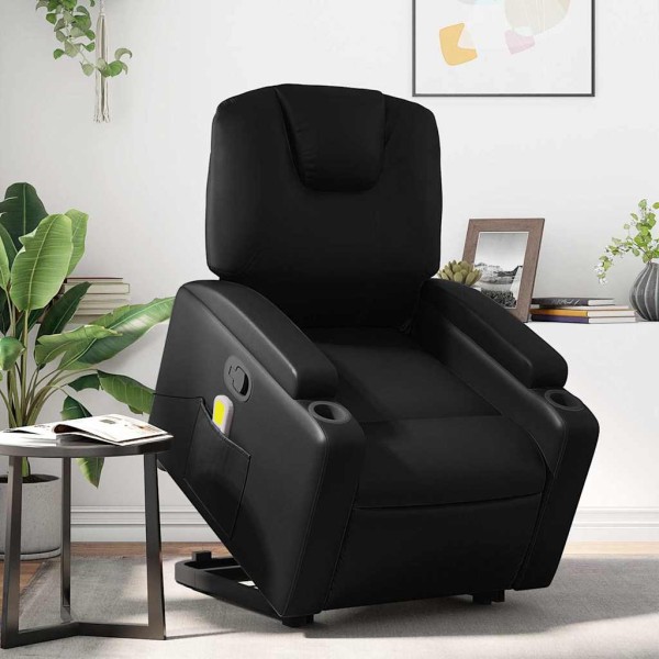 Standing massage chair, black, artificial leather