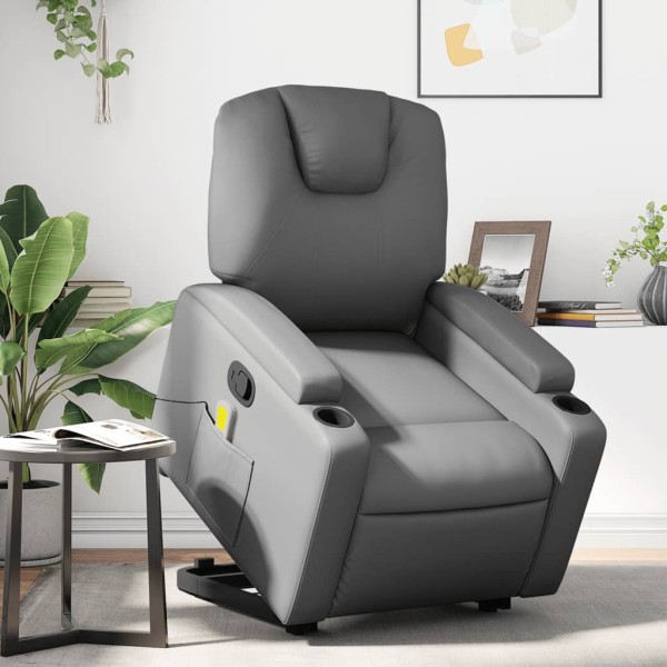Standing massage chair, gray, artificial leather
