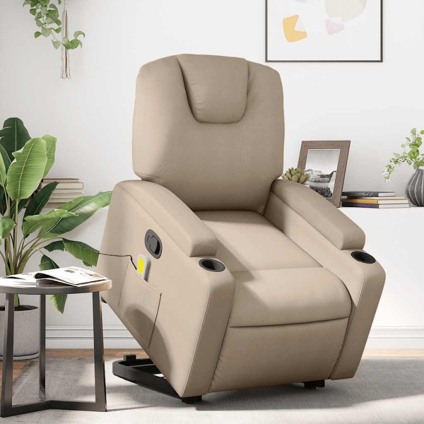 Standing massage chair, cappuccino, artificial leather