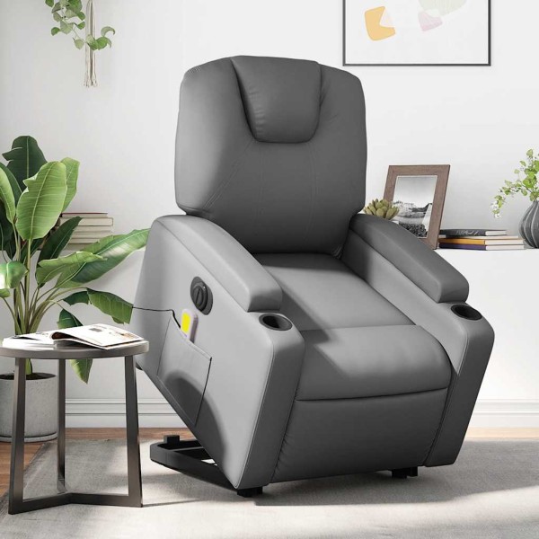 Standing massage chair, gray, artificial leather