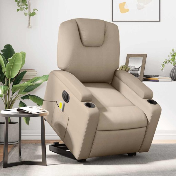 Standing massage chair, cappuccino, artificial leather