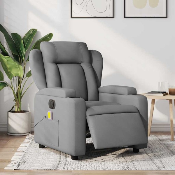 Electric massage chair, light gray, fabric