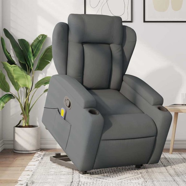Standing massage chair, dark gray, fabric