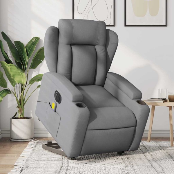 Standing massage chair, light gray, fabric