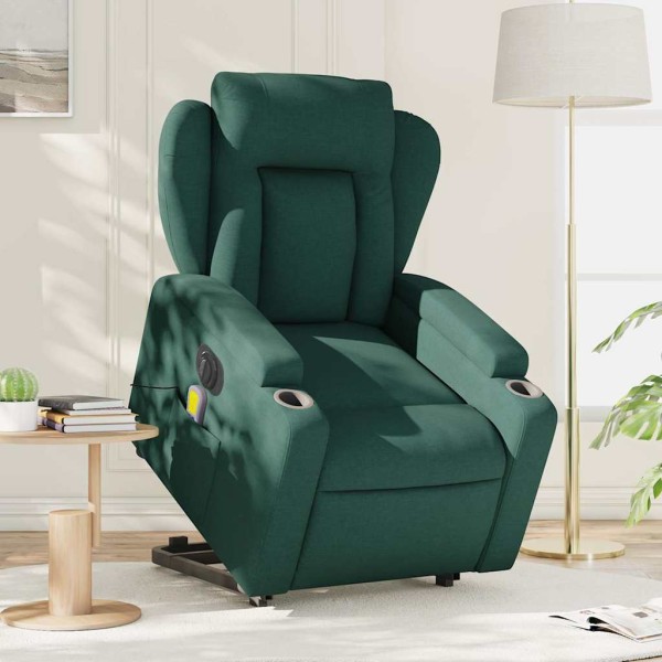 Standing massage chair, dark green, fabric
