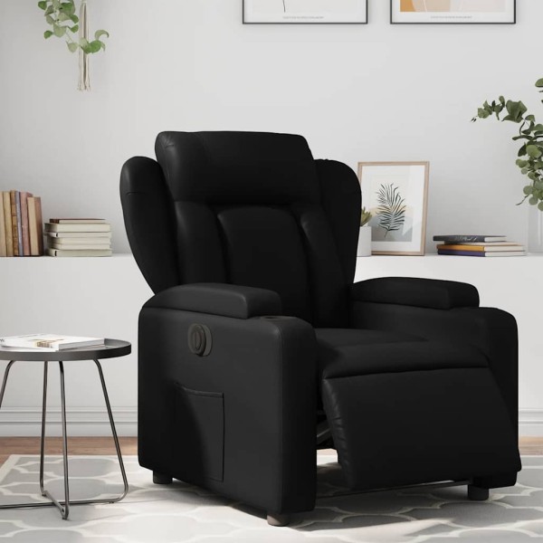 Electric reclining chair, black color, artificial leather