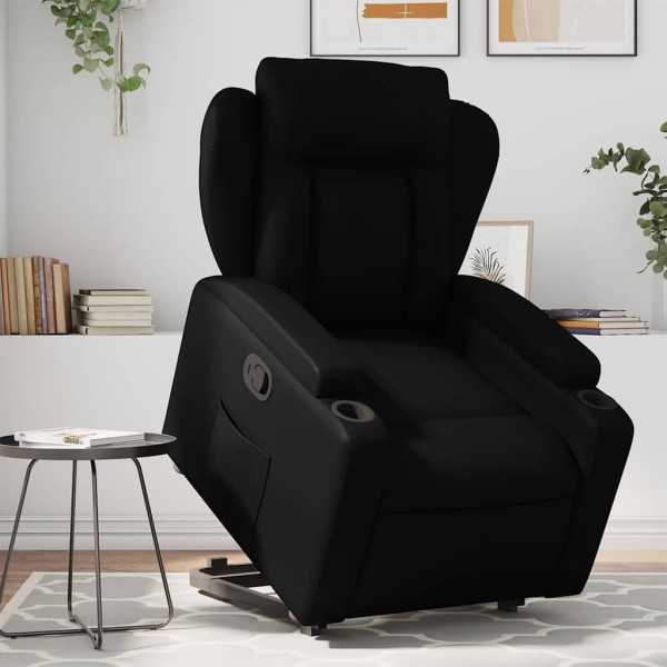 Stand-up reclining chair, black color, artificial leather