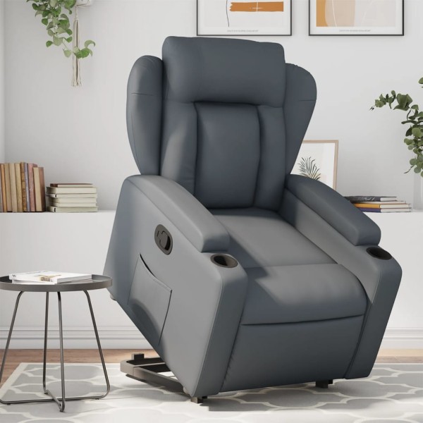 Standing reclining chair, gray color, artificial leather