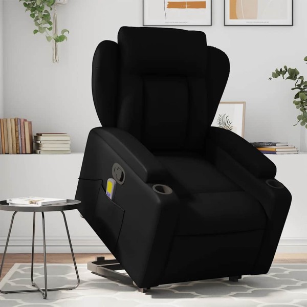 Standing massage chair, black, artificial leather