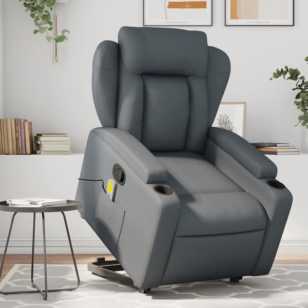 Standing massage chair, gray, artificial leather