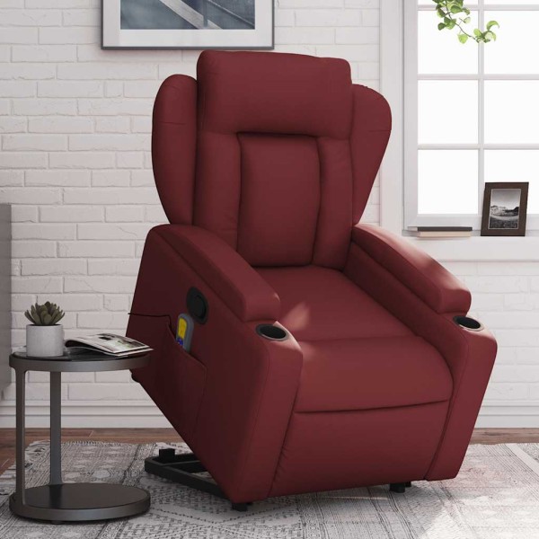 Standing massage chair, red wine, artificial leather