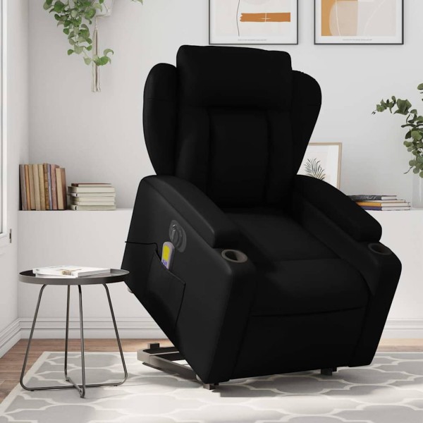 Standing massage chair, black, artificial leather