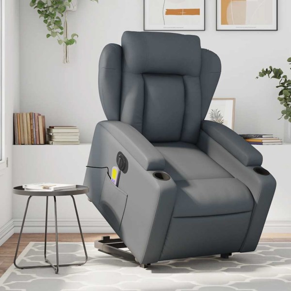 Standing massage chair, gray, artificial leather