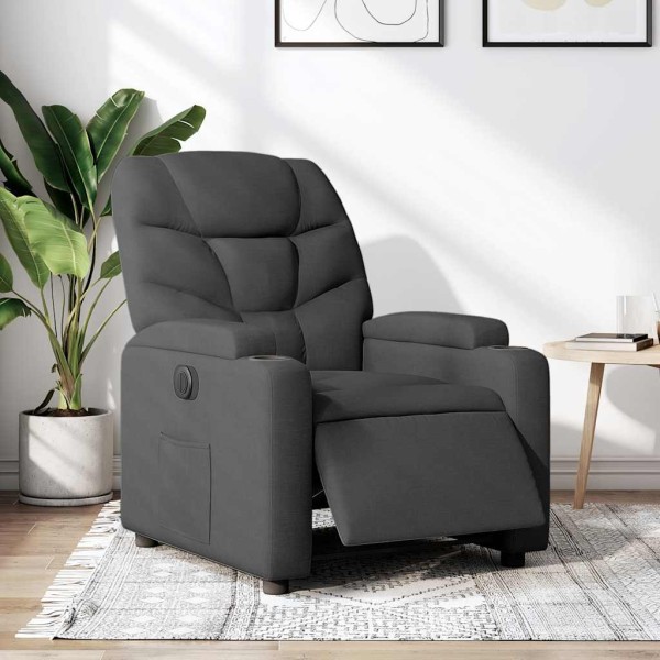 Electric reclining chair, black, fabric