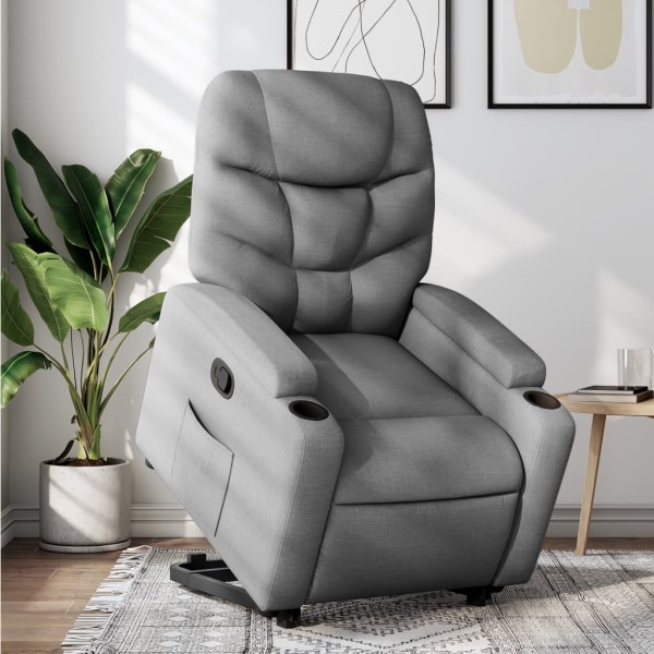 Stand-up reclining chair, light gray, fabric