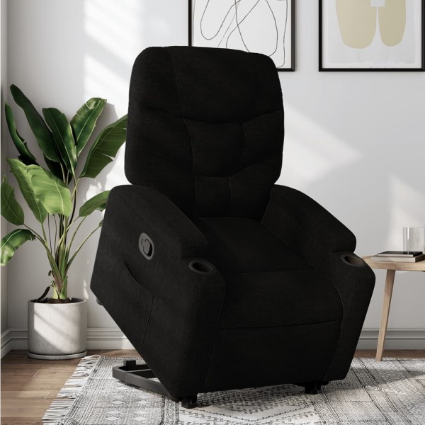 Stand-up reclining chair, black, fabric