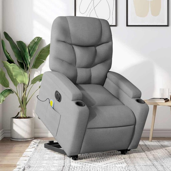 Standing massage chair, light gray, fabric