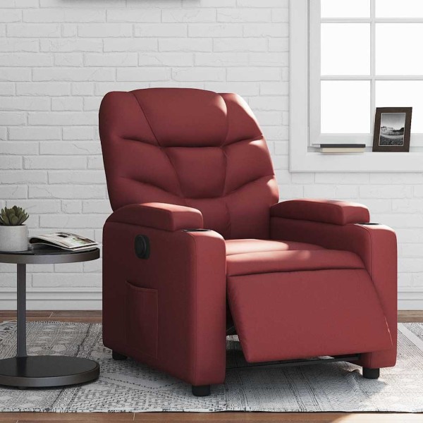 Electric reclining chair, red wine, artificial leather