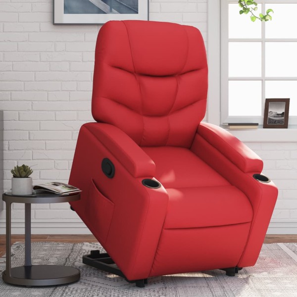 Standing reclining chair, red, artificial leather