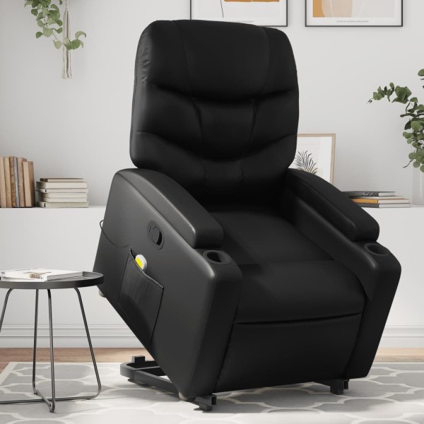 Standing massage chair, black, artificial leather