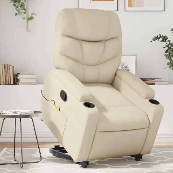 Standing massage chair, cream, artificial leather