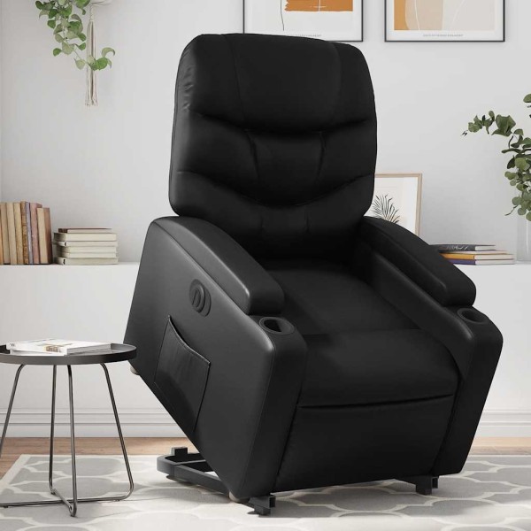 Stand-up electric chair, black, artificial leather