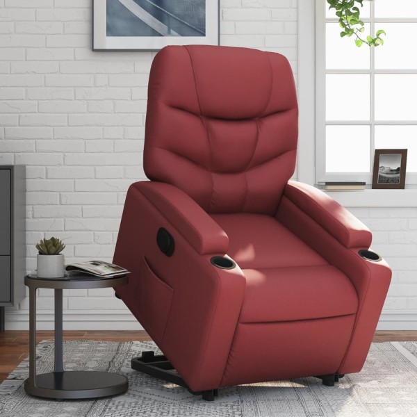 Electric reclining chair, wine red, artificial leather