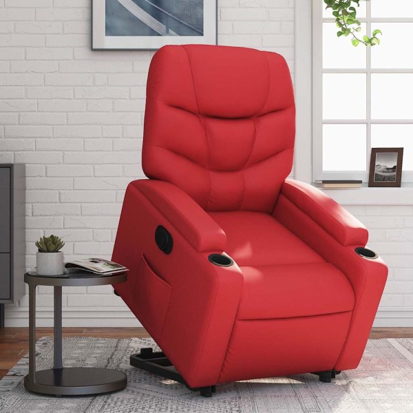 Stand-up electric chair, red, artificial leather