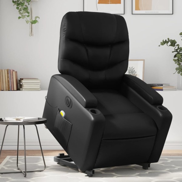 Standing massage chair, black, artificial leather
