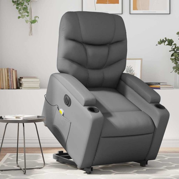 Standing massage chair, gray, artificial leather
