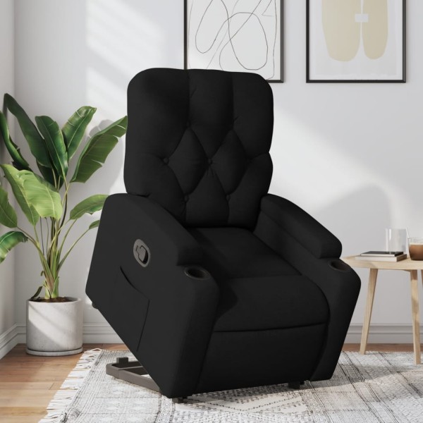 Stand-up reclining chair, black, fabric
