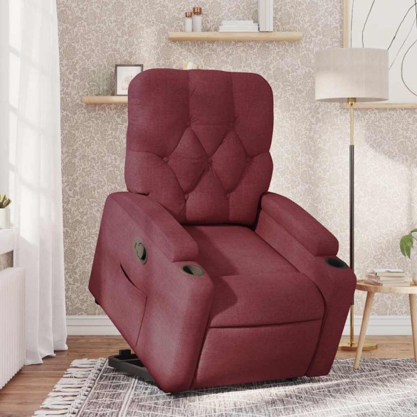 Stand up recliner, wine red, fabric