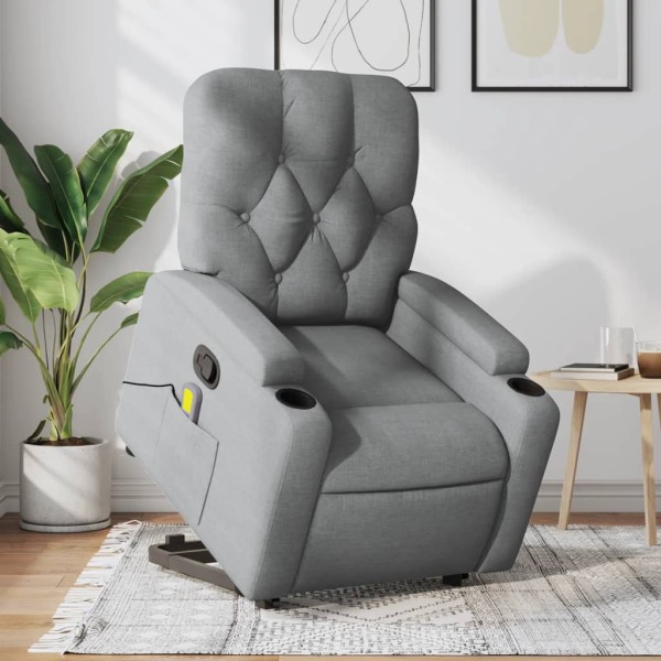 Standing massage chair, light gray, fabric