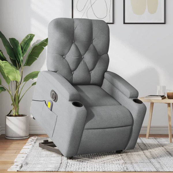 Standing massage chair, light gray, fabric
