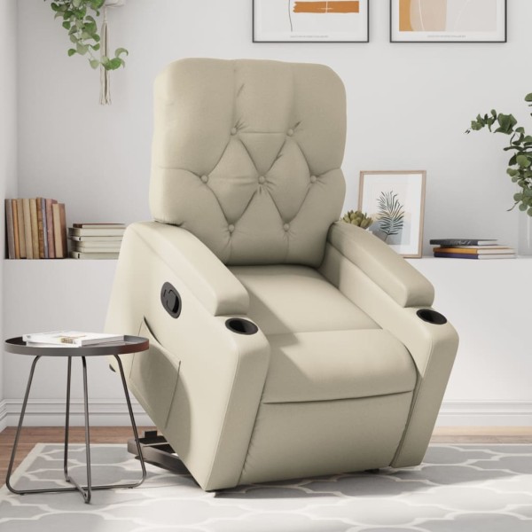 Standing reclining chair, cream, artificial leather