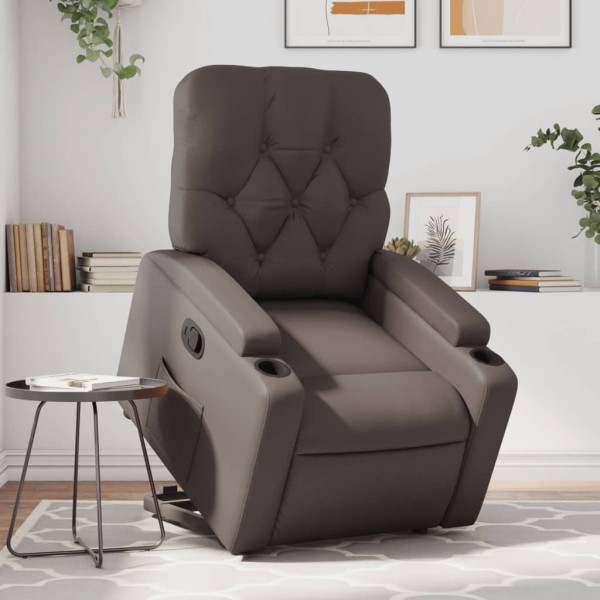 Standing reclining chair, brown color, artificial leather
