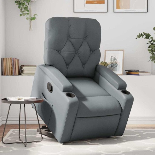 Standing reclining chair, gray color, artificial leather