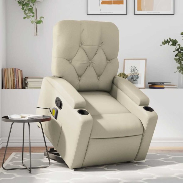 Standing massage chair, cream, artificial leather