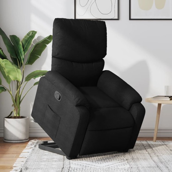 Stand-up reclining chair, black, fabric