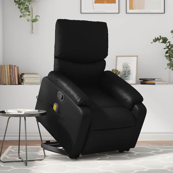 Standing massage chair, black, artificial leather