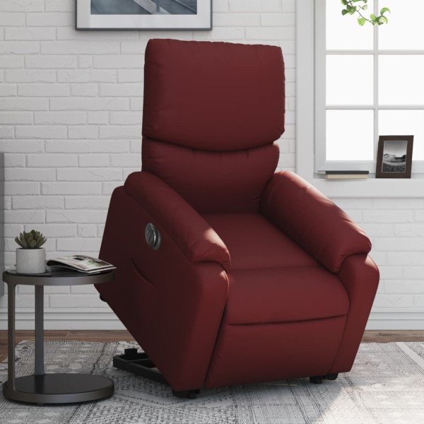 Electric reclining chair, wine red, artificial leather