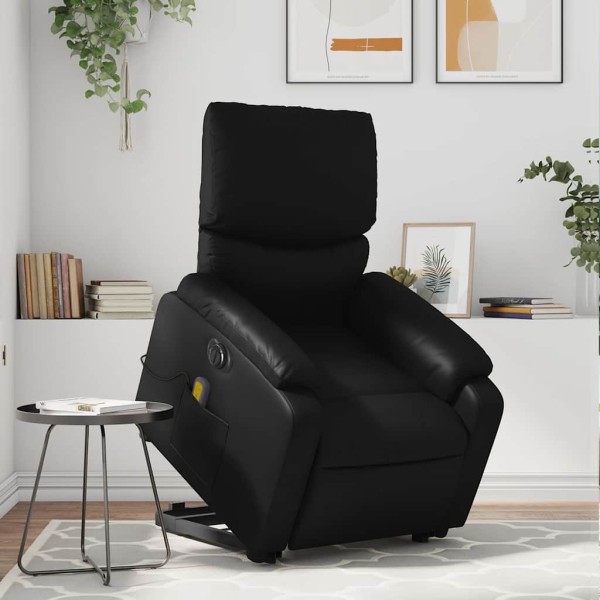 Standing massage chair, black, artificial leather