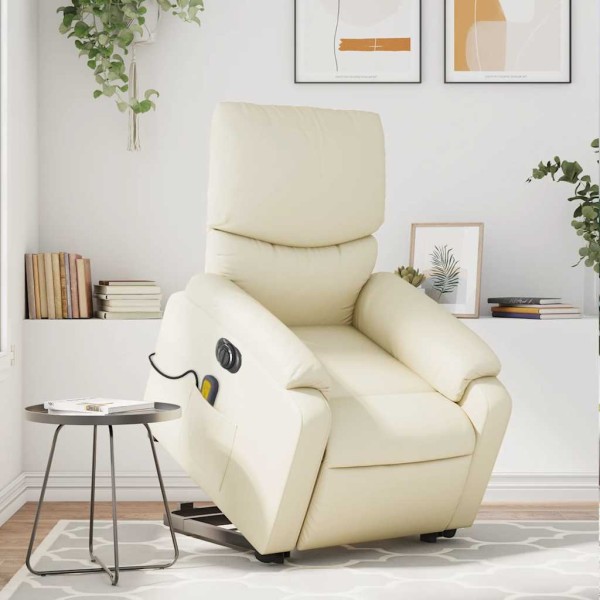 Standing massage chair, cream, artificial leather