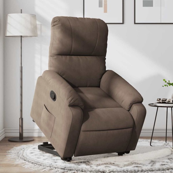 Stand up reclining chair, brown, microfiber fabric