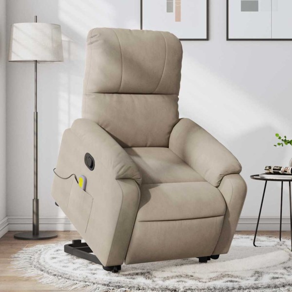 Standing massage chair, taupe, microfiber fabric