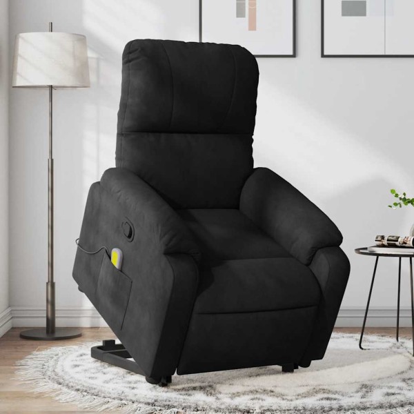 Standing massage chair, black, microfiber fabric