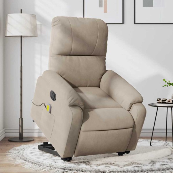 Standing massage chair, taupe, microfiber fabric