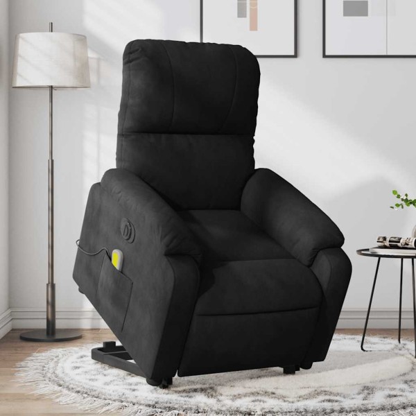 Standing massage chair, black, microfiber fabric