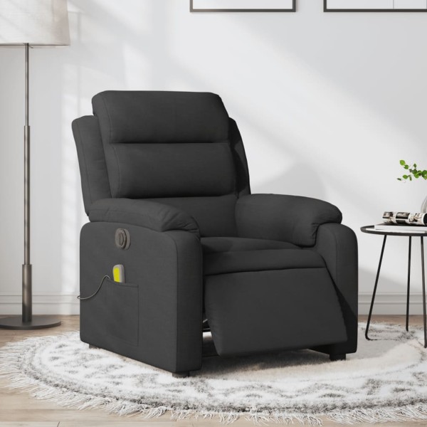 Electric reclining massage chair, black, fabric